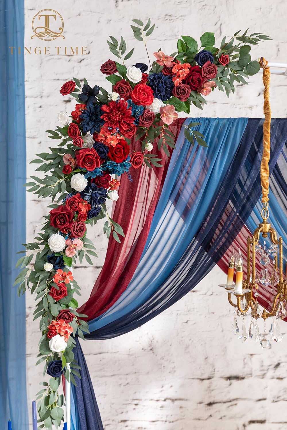 TINGE TIME Artificial Arch Flowers Kit Pack of 5, Wedding Decorations for Reception with Hanging Flowers, Wedding Arch Silk Floral Arrangements Ceremony Backdrop Bridal Shower Outdoor Party Decor