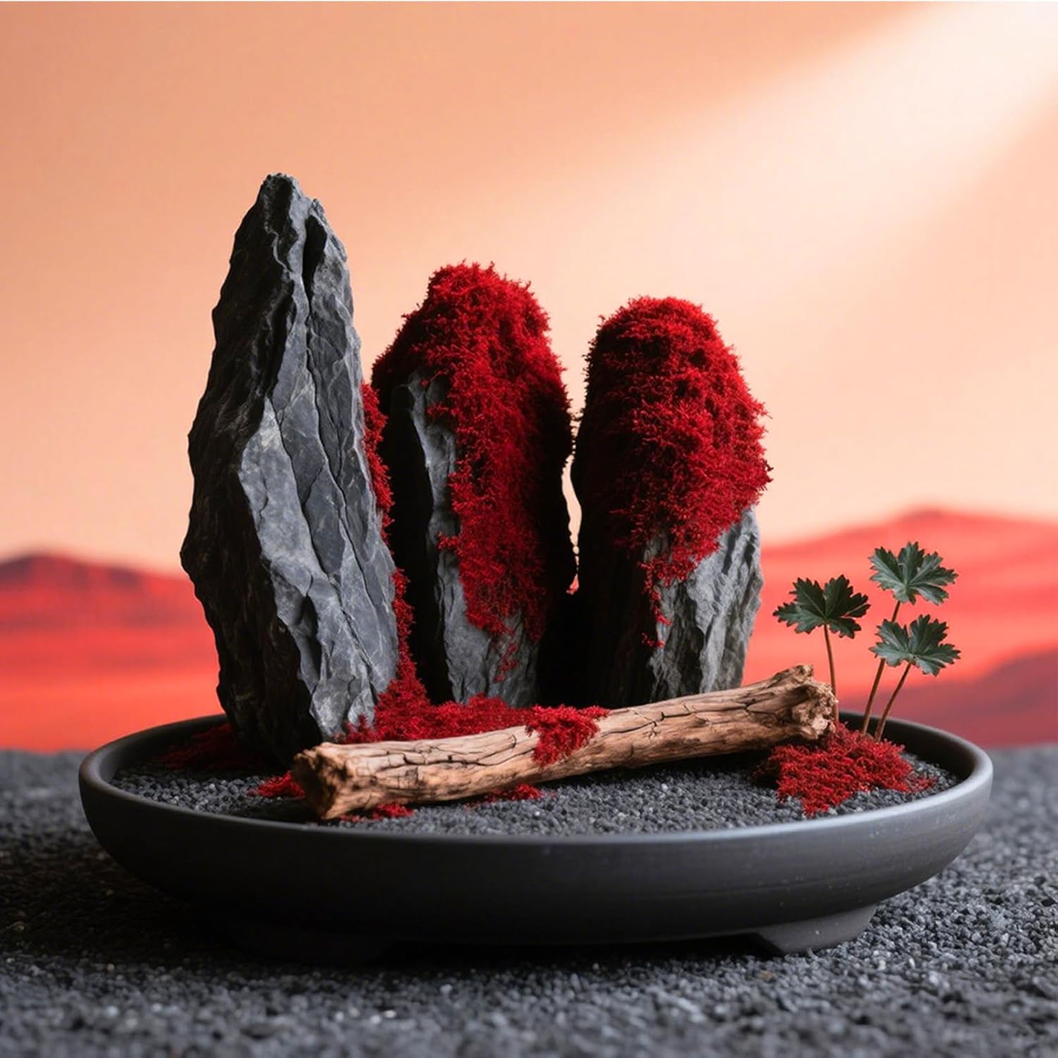Artificial Faux Moss, Fake Moss for Crafts Preserved, Artificial Moss for Crafts, Artificial Moss for DIY Scenery, Fake Moss Decor Decorative Table, Fairy Garden, Floral Wedding (Red)