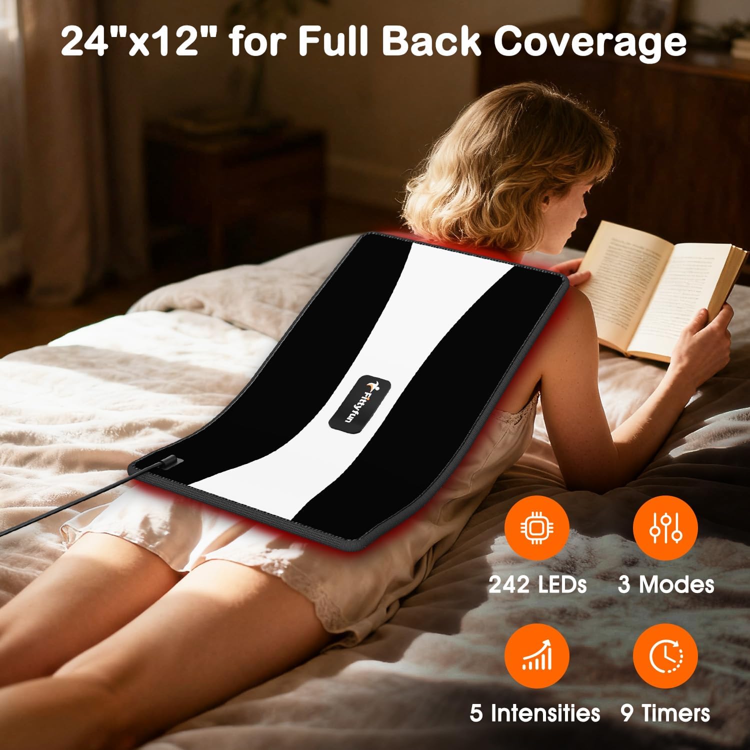 Red Light Therapy for Body, 24"x12" Large Near Infrared Light Therapy Wrap, 242 LEDs Red Light Therapy Pad for Back, 660nm and 850nm Home Light Therapy Belt for Hip/Knee/Shoulder/Joint