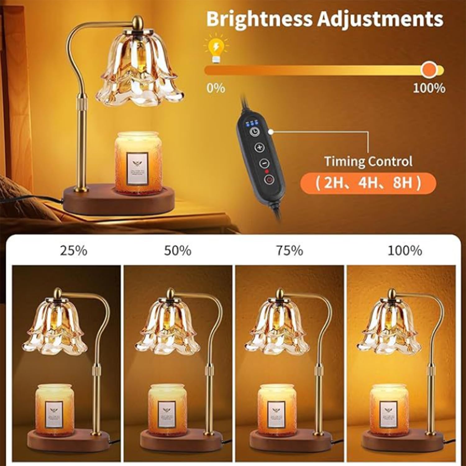 2Pack Plug-in Dimmer 110-120V Timer Switch Wire for Grow Lights Aromatherapy Diffuser 2H/4H/8H Dimmer Inline Lights Switch for Incandescent/Halogen Bulb Table or Floor Lamp