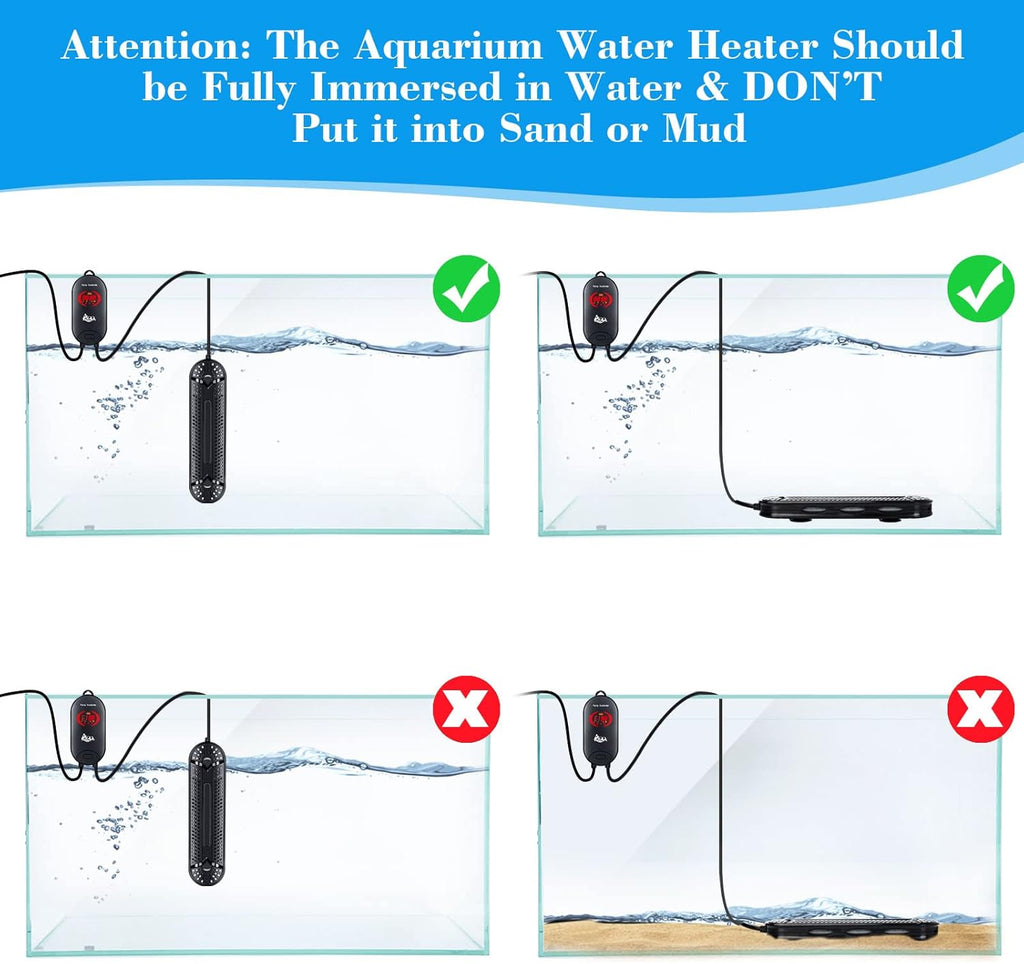 AQQA Aquarium Heater 1000W for 150-300 Gallon Submersible Fish Tank Heater for Aquarium Betta Fish Heater Aquarium Thermostat Heater Hydroponic Freshwater & Saltwater (1000W, 150-300Gal)