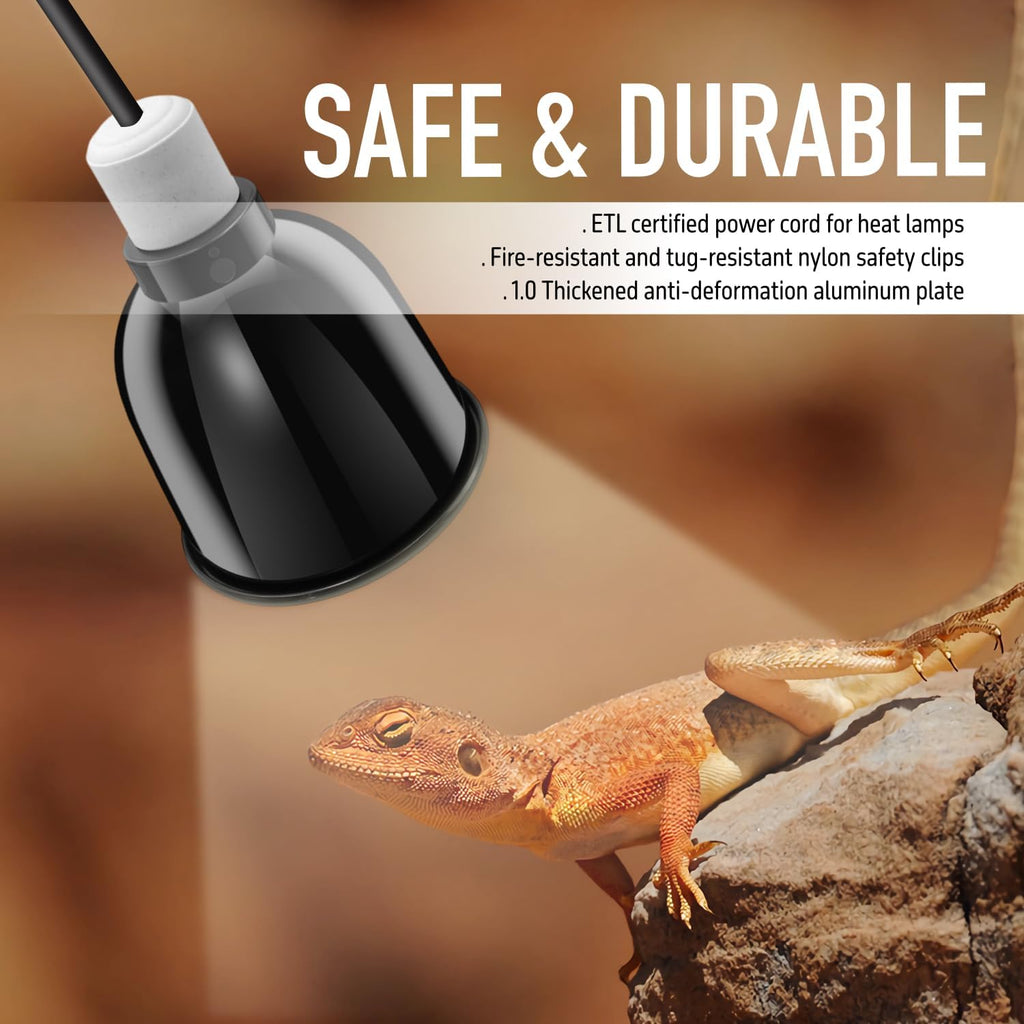 Reptile Light Fixture, 5.5'' Deep Dome for Reptile Light/Heat Lamp/UVB Light, 1-Pack 5.5 Inch Deep UVB Bulb Holder