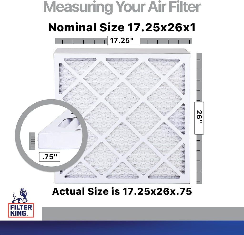 Filter King 17.25x26x1 Air Filter | 4-PACK | Carbon MERV 8 HVAC Pleated A/C Furnace Filters | MADE IN USA | Actual Size: 17.25 x 26 x .75"