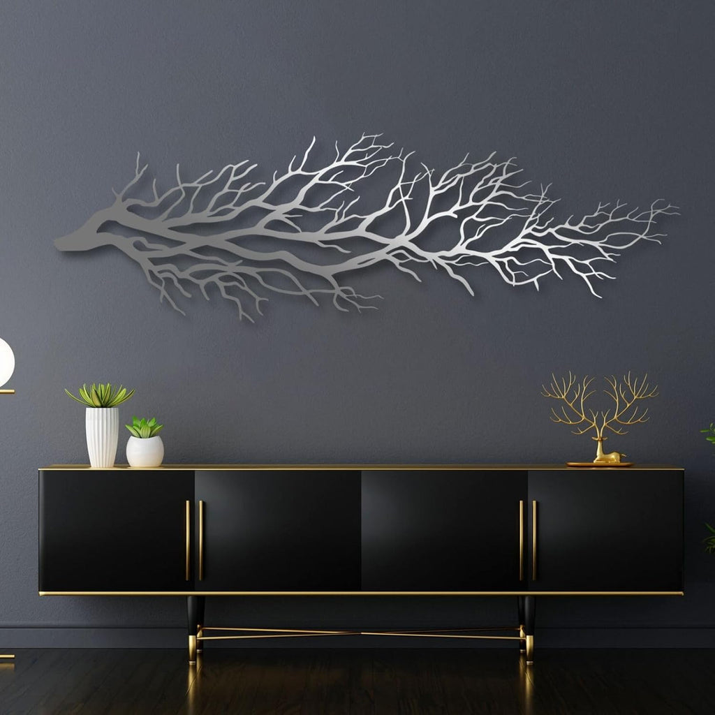 Tree Wall Art, Tree Branch Wall Decor, Metal Tree Branch Wall Art, Tree Branch Wall Hanging, Minimalist Branch Wall Decor, Metal Tree Wall decor, Tree of Life for Bedroom Living Room (Black, 30 x 9 in | 76 x 23cm)