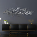 Tree Wall Art, Tree Branch Wall Decor, Metal Tree Branch Wall Art, Tree Branch Wall Hanging, Minimalist Branch Wall Decor, Metal Tree Wall decor, Tree of Life for Bedroom Living Room (Silver, 53 x 16 in | 135 x 41cm)