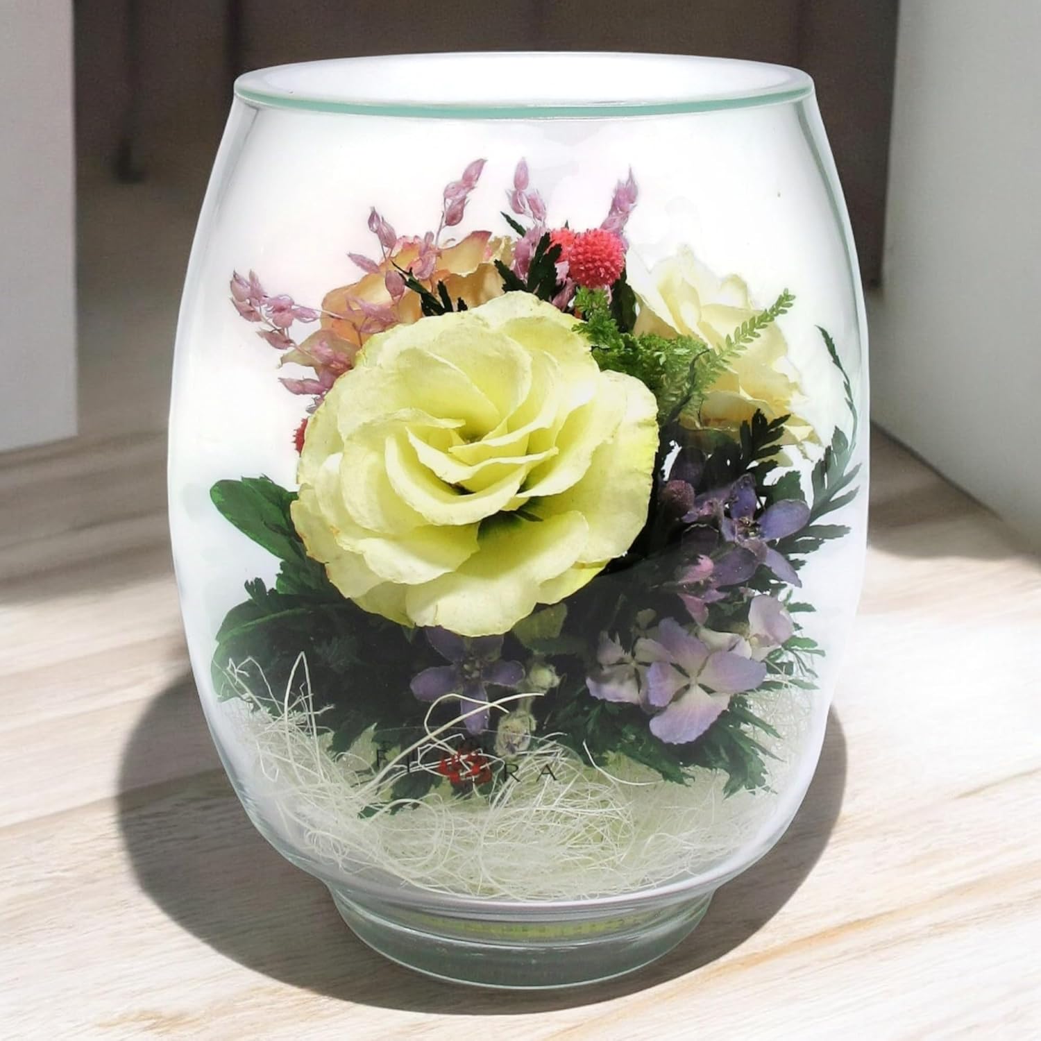 Fiora Flower | Preserved Roses & Floral Arrangement in Sealed Glass Vase | Lasts up to 5 Years | Elegant Gift for Weddings, Birthdays, and Anniversaries (Ivory)