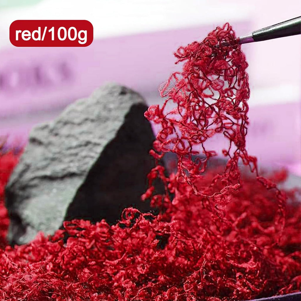 Artificial Faux Moss, Fake Moss for Crafts Preserved, Artificial Moss for Crafts, Artificial Moss for DIY Scenery, Fake Moss Decor Decorative Table, Fairy Garden, Floral Wedding (Red)