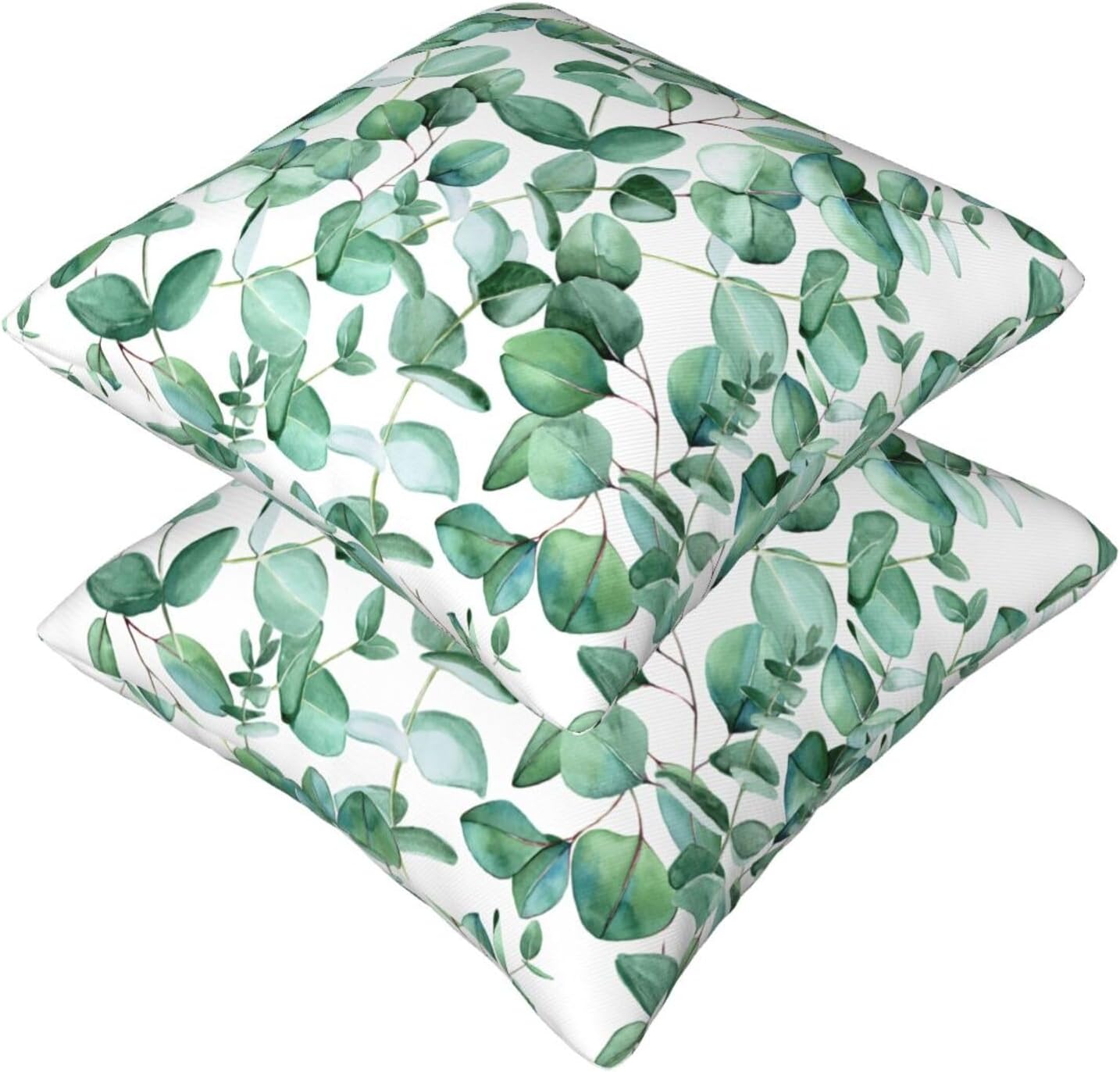 Sage Green Leaf Throw Pillow Covers Set of 2 Ultra-Soft All-Season Pillow Shams with Hidden Zipper,Durable for Sofa Bed Car Decor & Gift 18x18IN