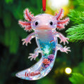Customized Pink Axolotl Xmas Ornament Gift for Children Grandkids Axolotl Lover Ocean Lover, Sea Animal Ornament for Christmas 2025, Personalized Name Axolotls Lover Ornaments Xmas Tree Decor