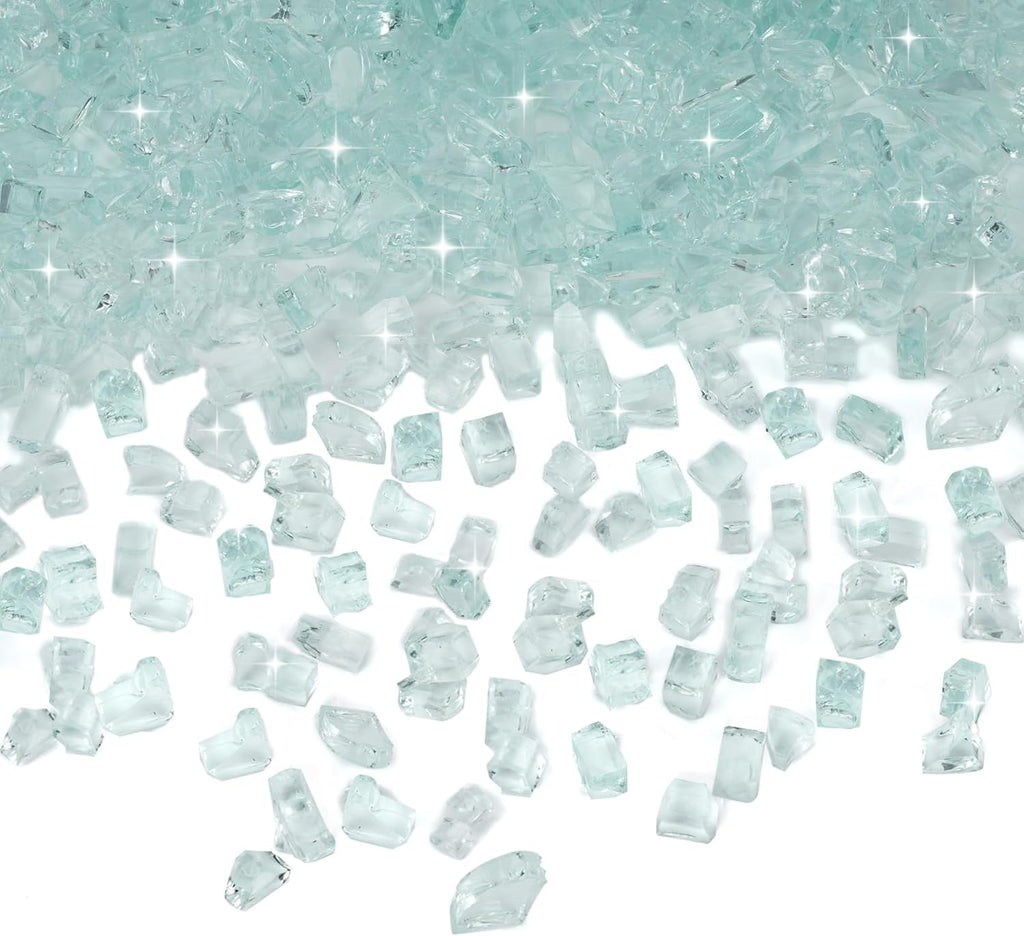 Skyflame High Luster 10-Pound Regular Fire Glass for Fire Pit Fireplace Garden Landscaping Crystal Ice 1/4" Size
