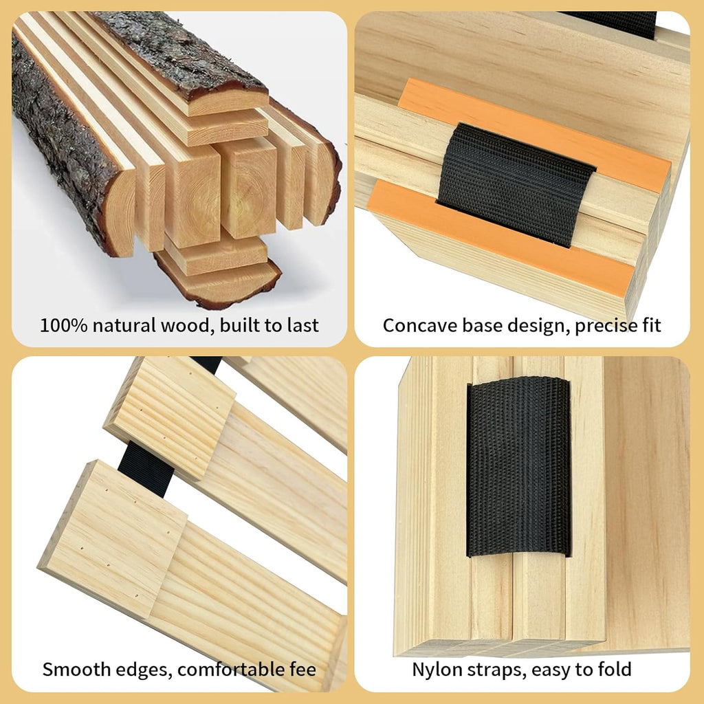 Japanese Tatami Mat Floor Bed, Knotless Solid Wood, Roll-Up Slatted, Bed Plate with 2 Storage Straps, Moisture-Proof and Breathable for Floor Sleeping or Futon Mattress, Full