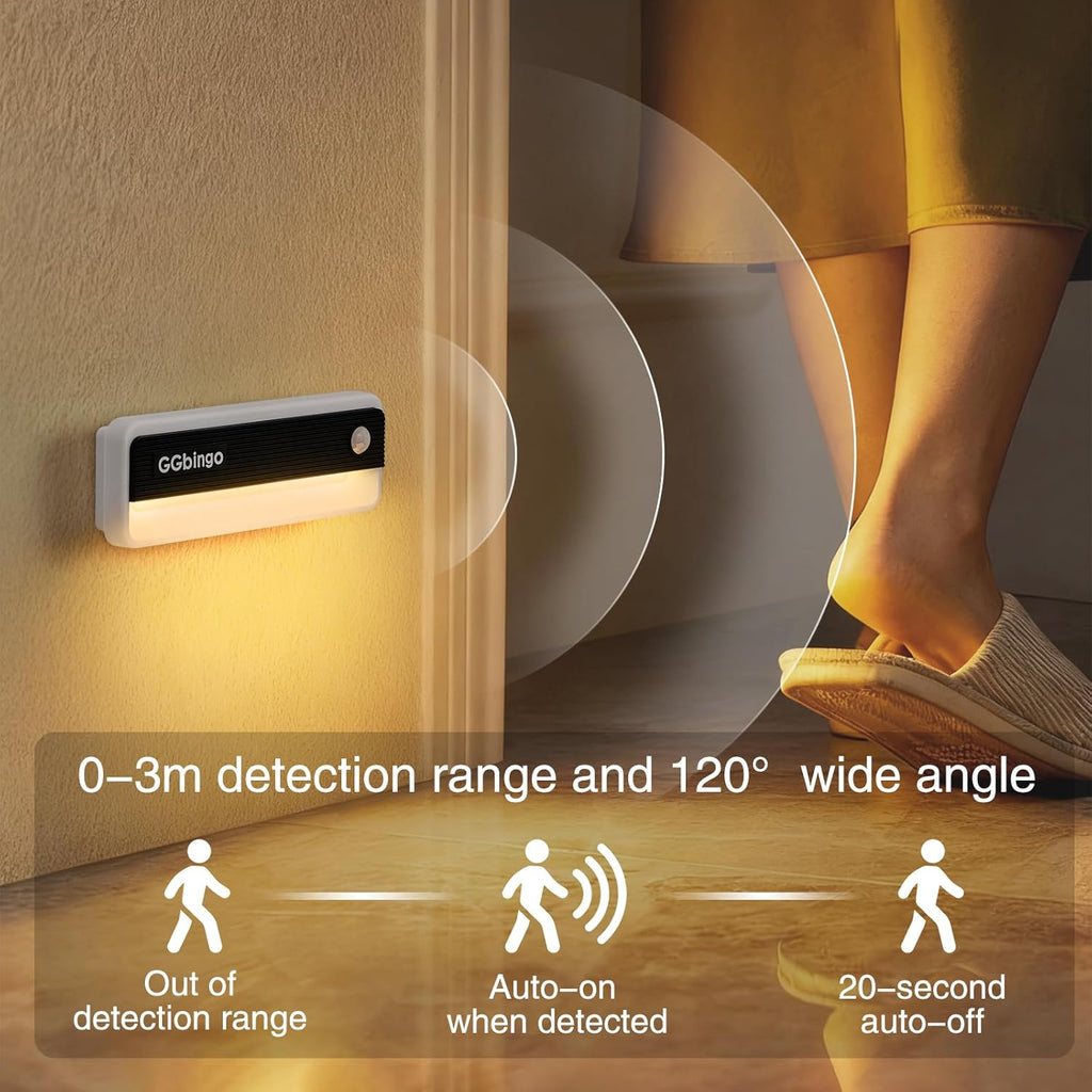 Motion Sensor Night Lights, 1800mAh Rechargeable Motion Activated Night Light, 3000K Battery Operated LED Sensor Light Indoor for Stair, Bedroom, Stairway, Hallway, Kitchen, Cabinet, Closet