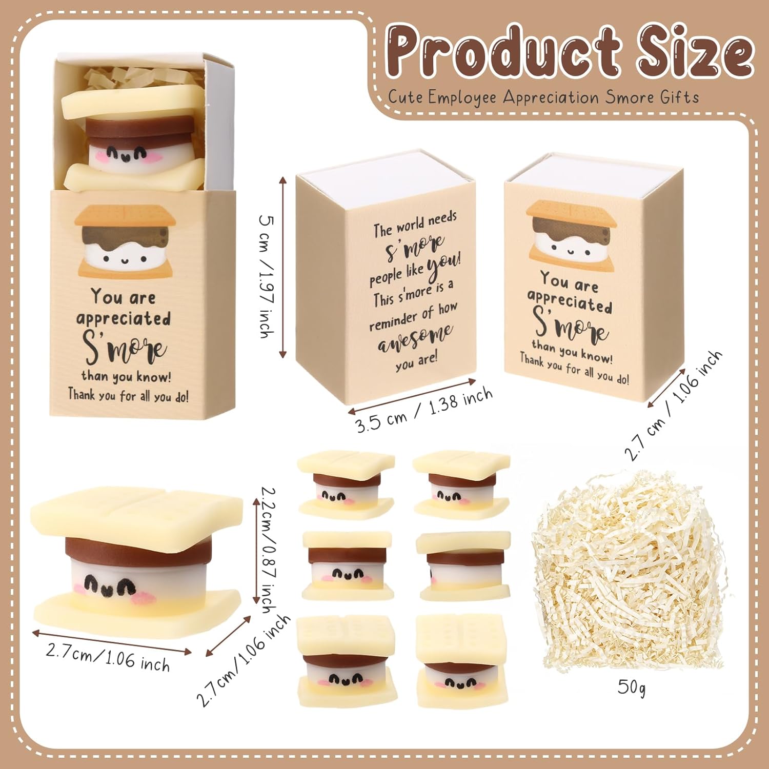 Wettarn 54 Sets Appreciation Gifts S'More Stress Balls with Thank You Gift Boxes for Employee Coworker Teacher Office Team Positive Desk Decor Relief Toys
