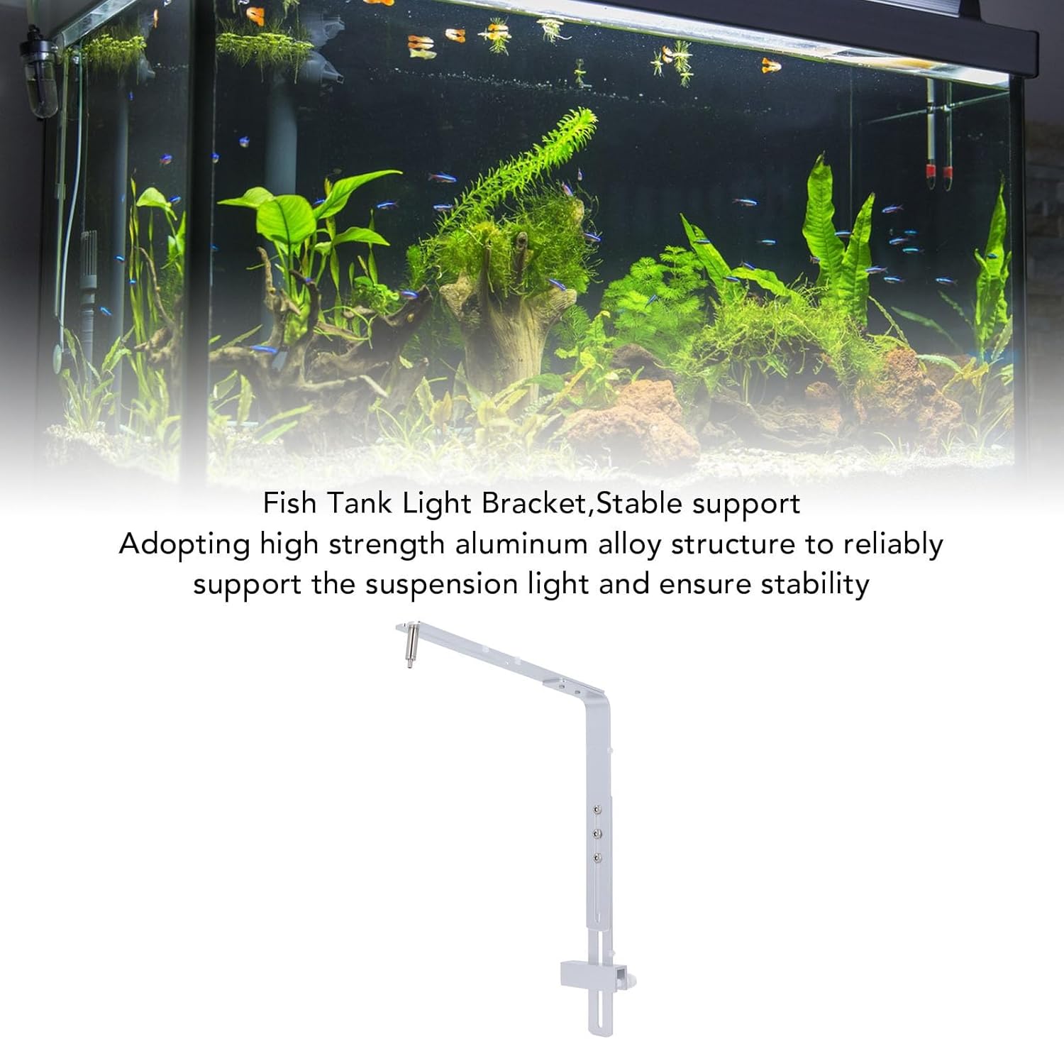 Aquarium Light Bracket, Aluminum Alloy Professional Adjustable Height Fish Light Stand Kit for Hanging Lamp with Easy Installation and Versatile Usage (Silver)