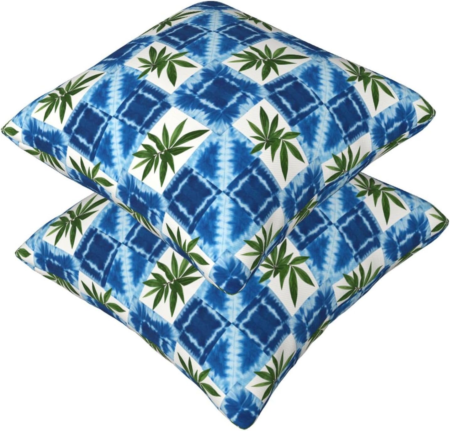 Boho Tie-Dye Green Leaf Throw Pillow Covers Set of 2 Ultra-Soft All-Season Pillow Shams with Hidden Zipper,Durable for Sofa Bed Car Decor & Gift 18x18IN