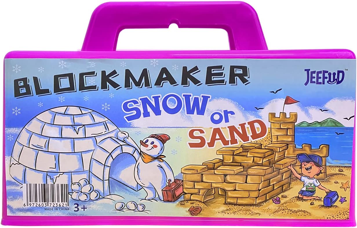 JEEFUD Snow Block Maker, Sand Castle Mold, Beach Snow Building Kit Toys Winter Outdoor Toys Christmas Gift for Kids, 2 Pack (Red & Purple)