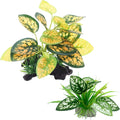 Reptile Artificial Plants, Terrarium Plants Decorations Supplies, Aquarium Fish Tank Plant, Amphibian Habitat Hideout Tank Accessories (M Set-2pcs/C)
