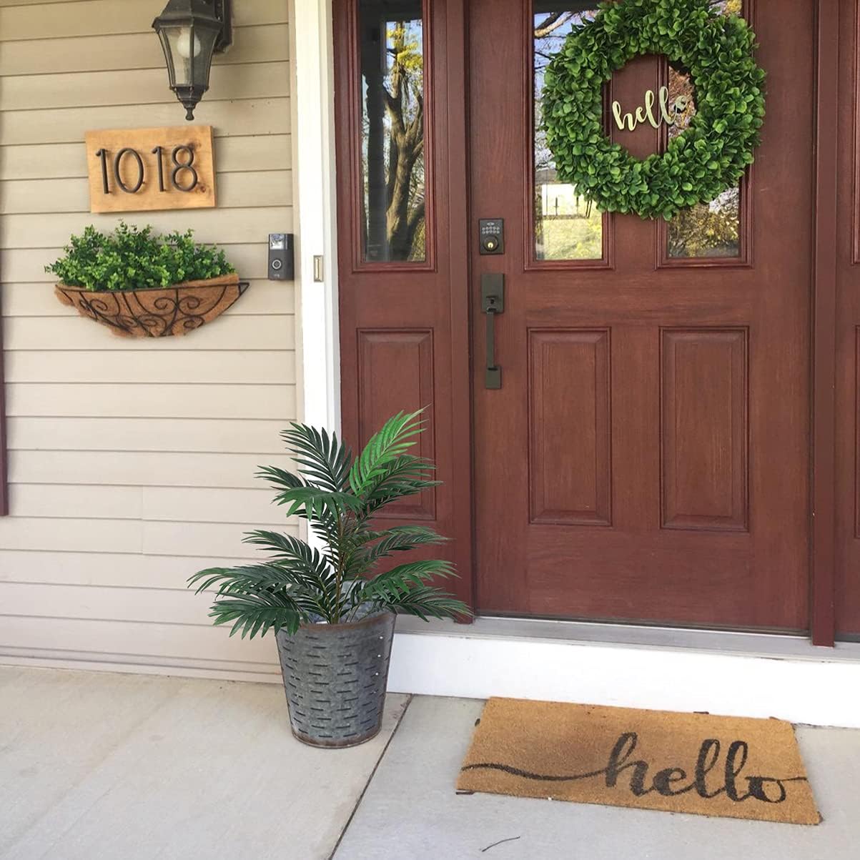 Beebel Artificial Palm Tree Plants 30" Tall UV Resistant Tropical Areca Plant Faux Plants Monstera Leaves Floral Arrangement Safari Leaves Beach Leave Party Suppliers Decorations