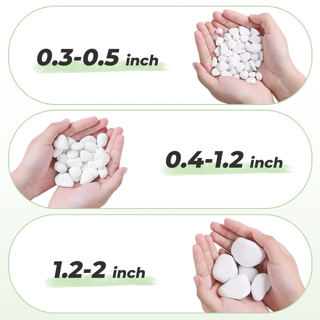 SIDONG 10 LB White River Rocks, 0.4-1.2 Inches Matte Pebbles for Indoor Plants, Aquarium Rocks Used in Fish Tank, Decorative Stones for Plants, Vases, Home Décor, Crafting, Garden Landscaping