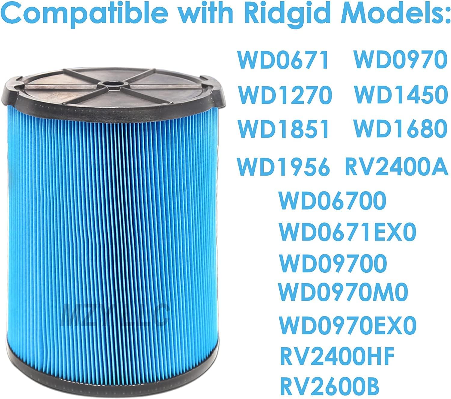 VF5000 3-Layer Pleated Paper Vacuum Filter for RIDGID 5-20 Gallon Vacuums, VF3502 Replacement Vacuum Bags Compatible with Ridgid Wet/Dry Vacuum 12-16 Gallon