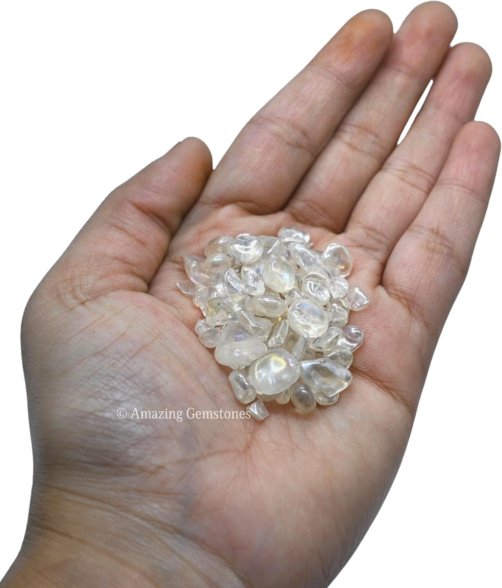 Amazing Gemstone Angel Aura Quartz Crystal Chips Aquarium Gravel Rocks - Bulk Fish Tank Gravel, Small Tumbled Stone Chips and Tiny Crystals for Decoration (Natural AAA Grade) (1000+ Carat Chips)