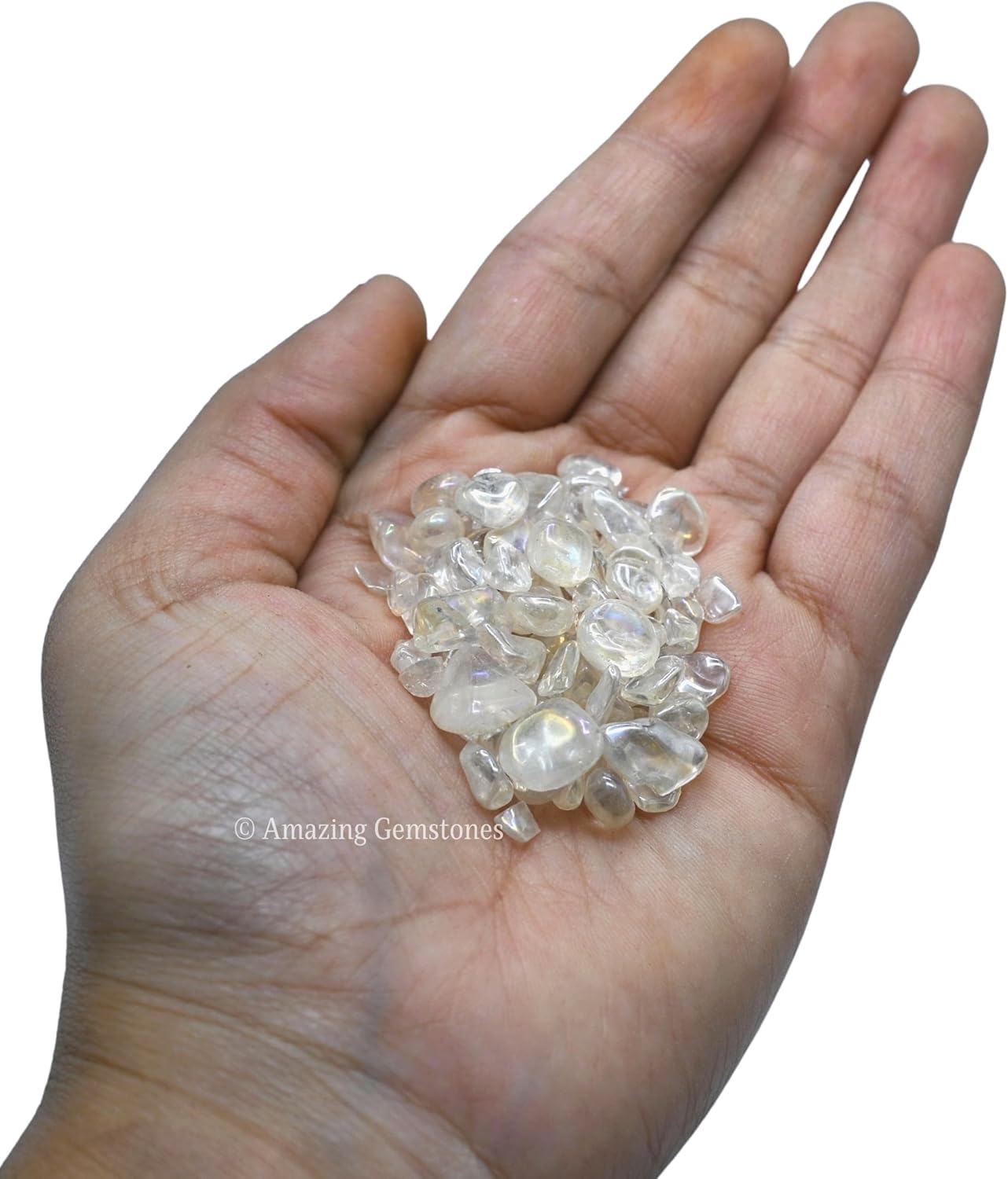 Amazing Gemstone Angel Aura Quartz Crystal Chips Aquarium Gravel Rocks - Bulk Fish Tank Gravel, Small Tumbled Stone Chips and Tiny Crystals for Decoration (Natural AAA Grade) (1000+ Carat Chips)