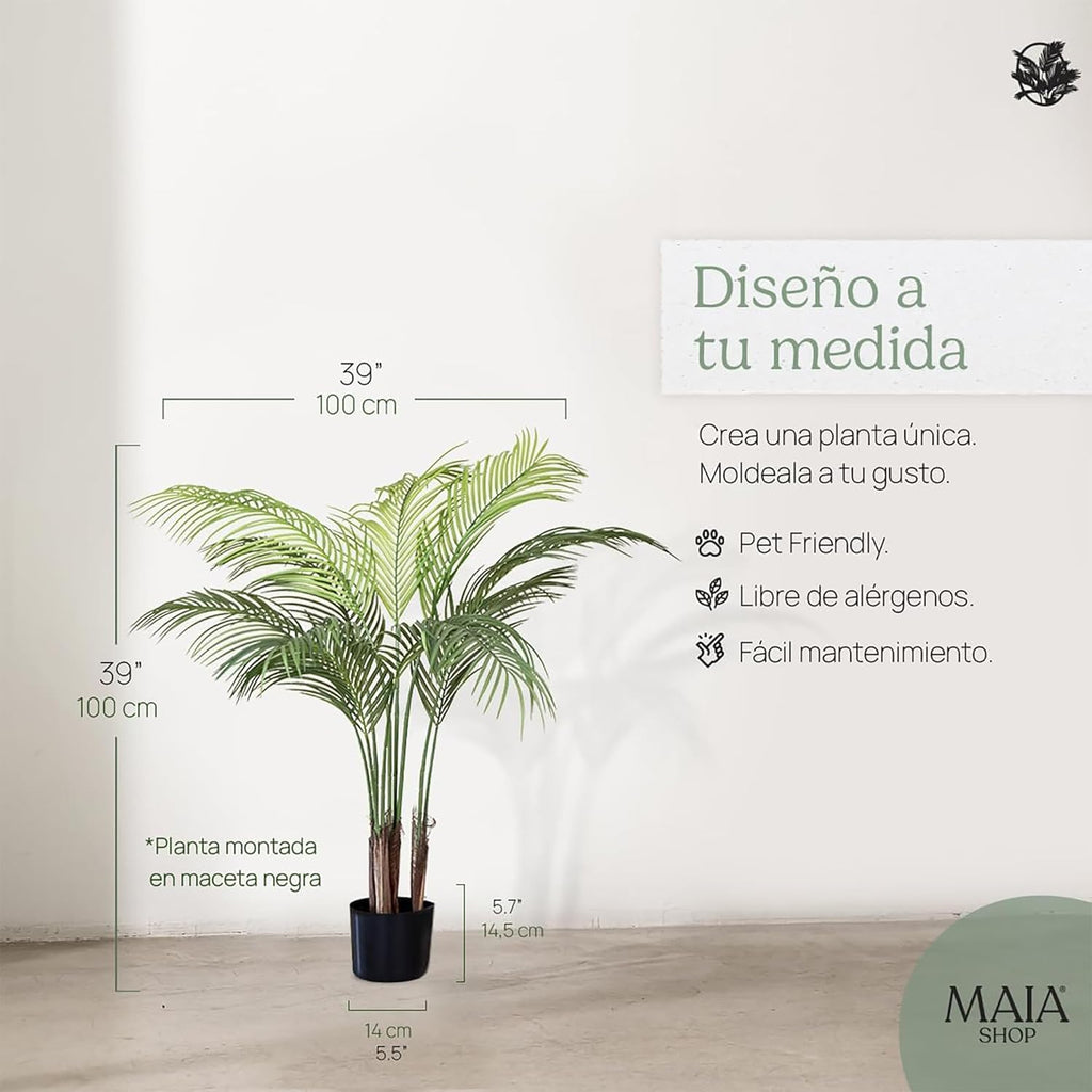 Maia Shop 3.5ft Artificial Palm Tree Plant for House, Apartment or Office – Realistic Fake Indoor Plants for Living Room, Kitchen, Bedroom, Entryway or Bathroom – Faux Greenery for Home Décor