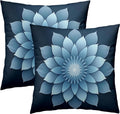 Soothing Blue Floral Mandala Throw Pillowcases Set of 2 All-Season Soft Pillow Covers with Hidden Zipper,Durable for Sofa Bed Car Decor & Gift 18x18Inch