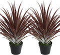 momoplant 2 Pcs Artificial Aloe Vera Plants 27 Inch Red Fake Succulents Faux Agave Plant Potted for Indoor Outdoor Home Office Decor