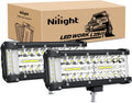 Nilight Side Shooter Light Bar 2 PCS 7 Inch Triple Row Spot Flood Combo Work Off Road Lighting on Truck SUV ATV UTV