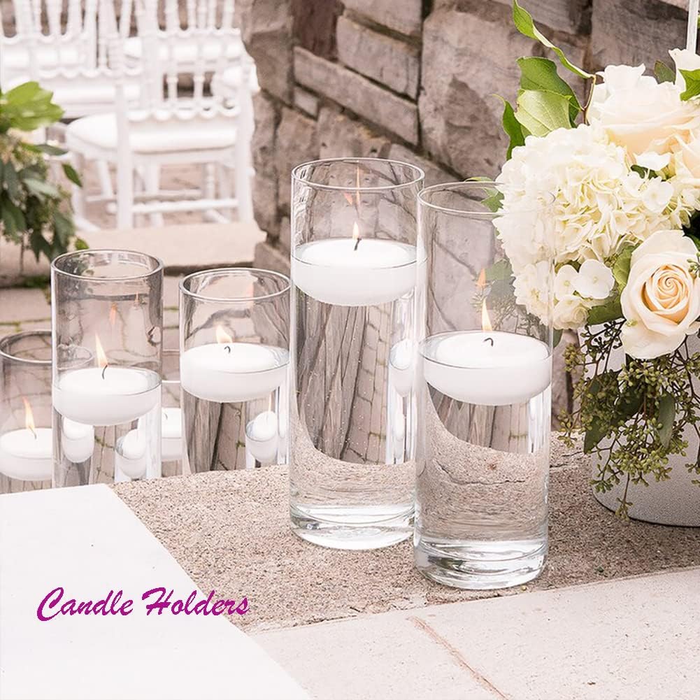 Enova Floral Clear Glass Cylinder Vase 4 x 10 Inches Round Flower Vase, Pillar Candle Floating Candle Holder Vase, Tall Glass Vase for Flowers, Glass Vase for Decor, Wedding Centerpieces (1 Piece)