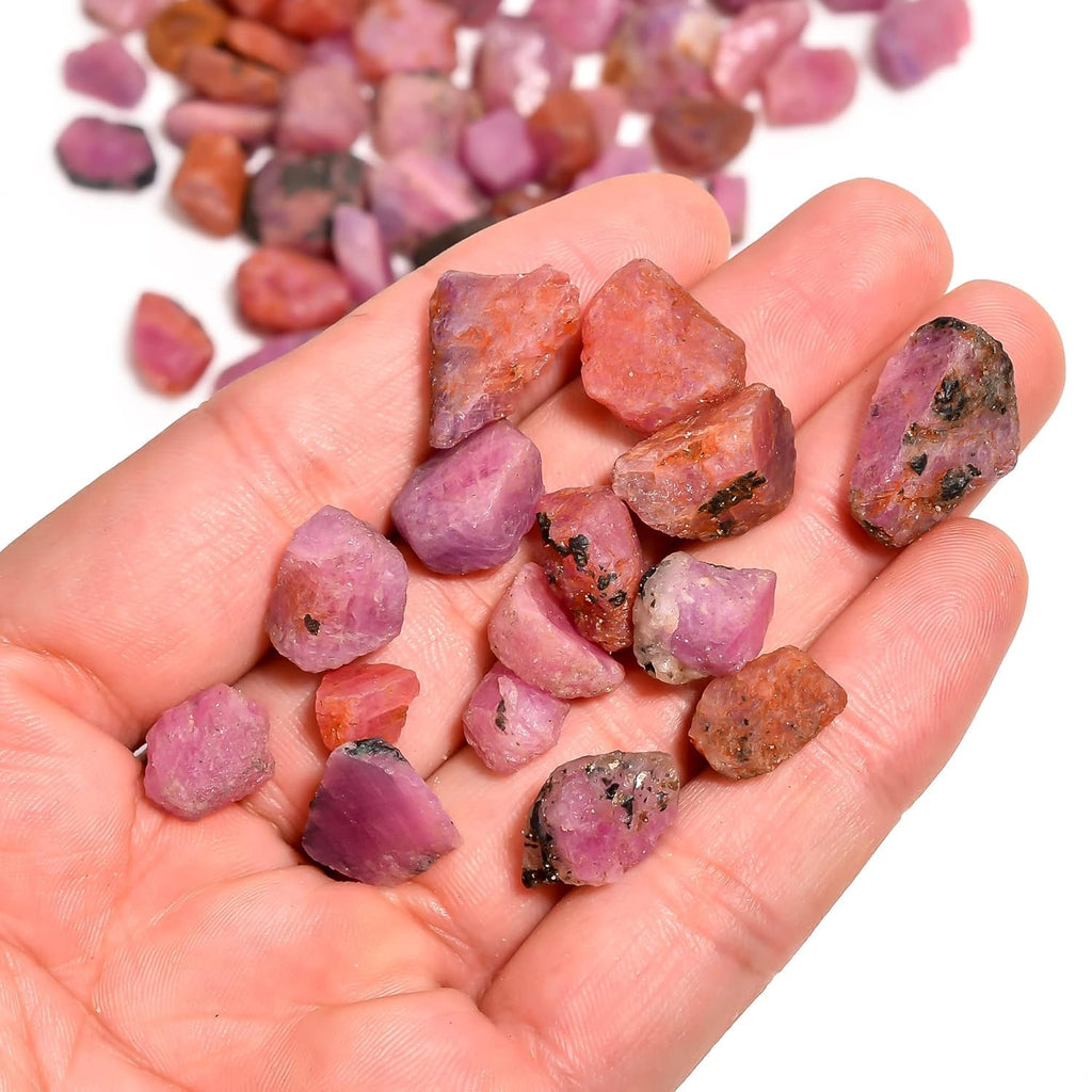 100 carats Raw Pink Sapphire Crystals, Wholesale Lot, Natural Gemstone, Rough Crystals, Rock Stones, Jewelry Making Supplies, DIY & Crafts, September Birthstone, 8 to 10pcs