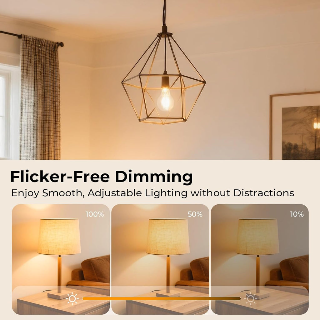 LED Edison Bulb Dimmable, 2700K Soft White, A19 Clear Glass Vintage E26 LED Bulb 6W, 60 watt Equivalent, A19 Light Bulb for Ceiling Fan, 90+CRI, 600LM, 24 Pack