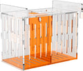 Fish Breeder Isolation Box for Aquarium Tank,Transparent Orange Acrylic Fish Acclimation Box for Clownfish Guppy Betta Coral (M)