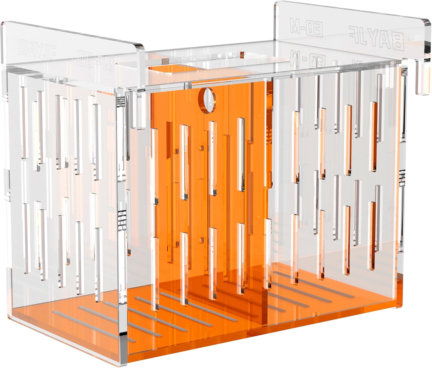 Fish Breeder Isolation Box for Aquarium Tank,Transparent Orange Acrylic Fish Acclimation Box for Clownfish Guppy Betta Coral (M)