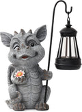 Garden Figurines Dragon Statue Decorations - Solar ResinDragon with Solar Garden Lights Outdoor Decorations for Patio,Yard,Lawn,