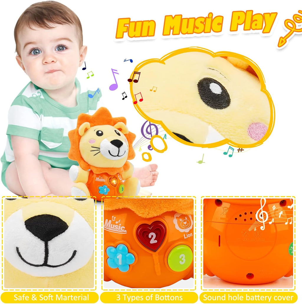 Baby Toys 6 to 12 Months - Infant Baby Musical Lion Plush Toy for Boys & Girls - Newborn to 1 Year Old