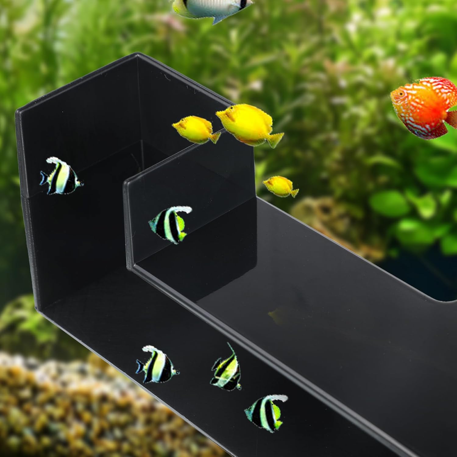 Dual-Entrance Aquarium Tunnel, Aquarium Cave Hideout 360° Viewing, Aquariums Underground Tunnel Cave for Aquariums Black Shrimp Fish Tank Tunnels