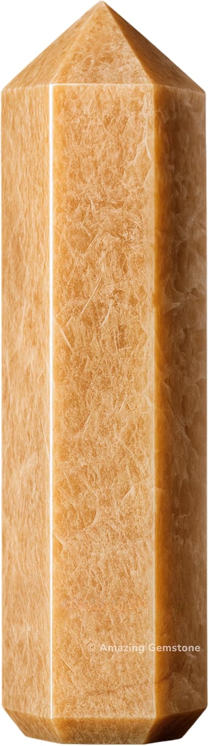 Amazing Gemstone Large Cream Moonstone Crystal Towers ~ Natural Healing Crystal Point Obelisk for Reiki Healing and Crystal Grid (5.5 to 6 INCH)