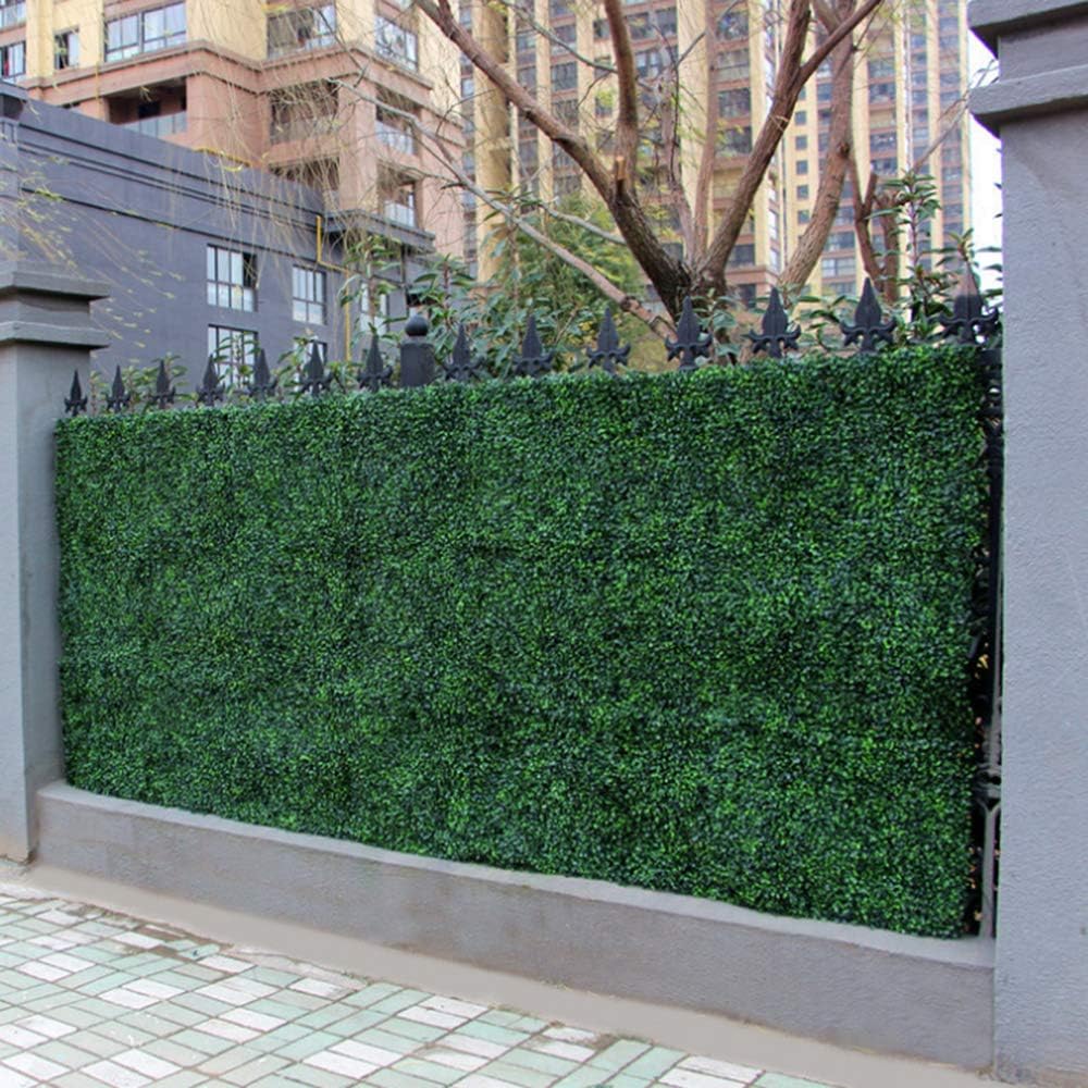 48 PCS Grass Wall Panels, 10"x 10" Artificial Boxwood Hedge Greenery Backdrop Covers, Privacy Hedge Screen for Indoor Outdoor Garden Backyard Fence