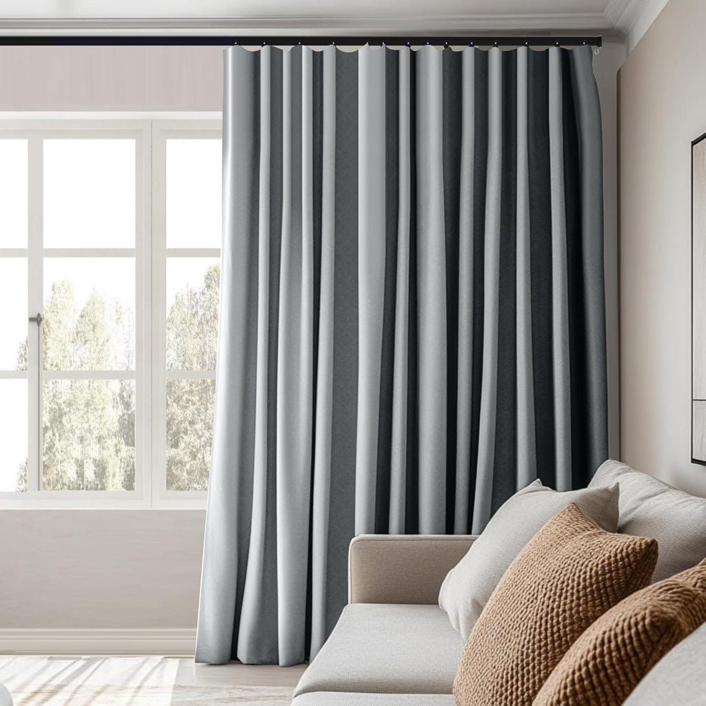 Room Divider Curtains Total Blackout Privacy Curtain Panel Room Thermal Insulated Noise Reduction Curtains for Bedroom Window Living Room Ceiling Track Curtain W 12.5 ft × H 9 ft Grey