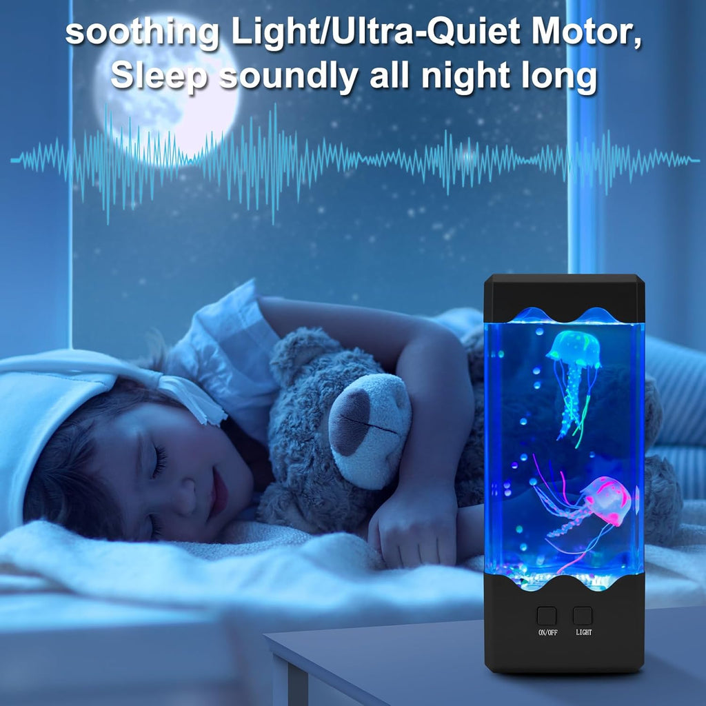 Jellyfish Lamp, 7-Color Changing Light with 5 Levels Brightness Jellyfish Aquarium Fish lamp Home Decor, Children's Birthday Gift, Men's and Women's Holiday Gift, Christmas Gift （Black）