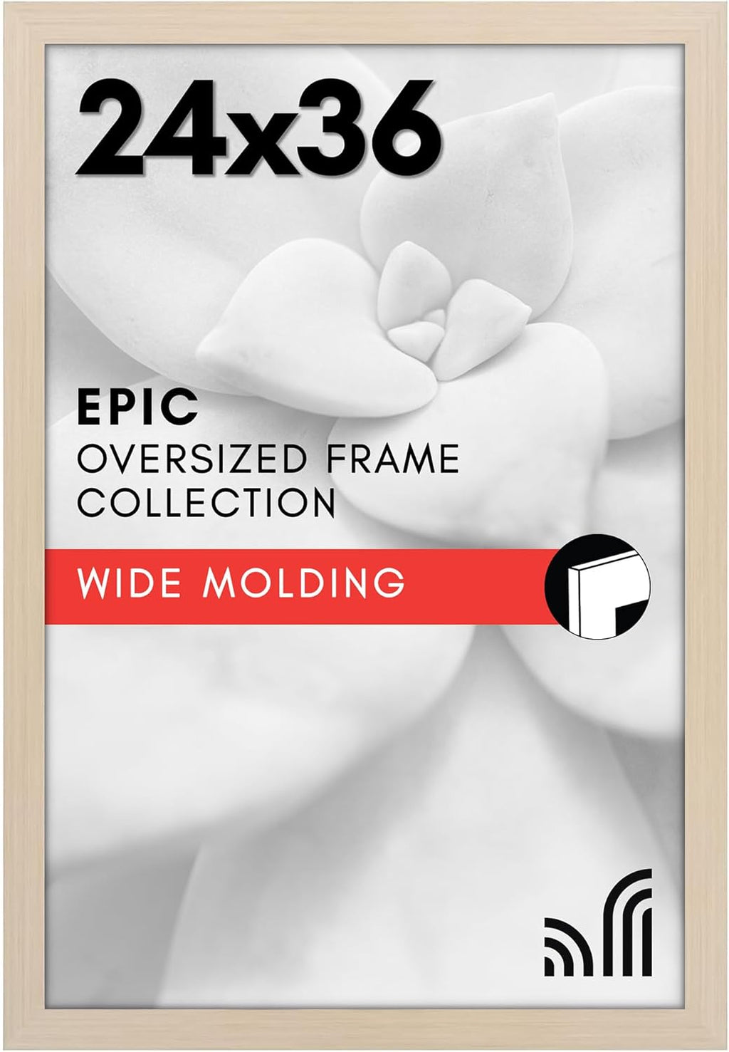 Americanflat 24x36 Poster Frame with Polished Plexiglass - Wide Picture Frames Made of Engineered Wood for Vertical or Horizontal Wall Display - Epic Collection - Light Wood