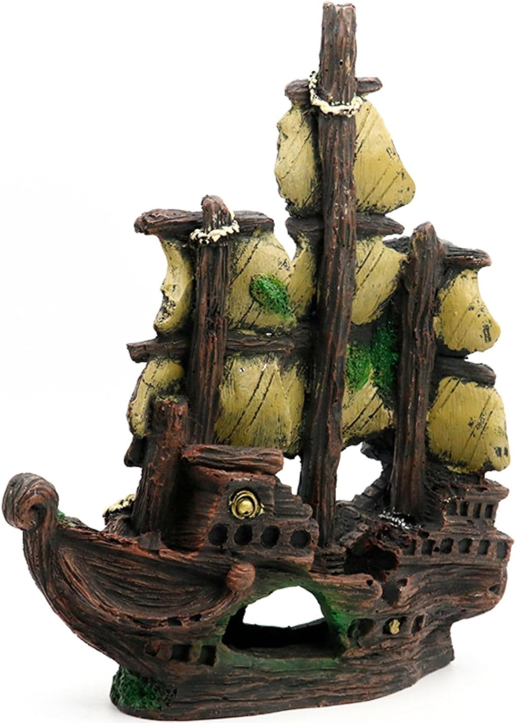 Saim Aquarium Shipwreck Decorations Fish Tank Ornaments, Fish Tank Lifelike Ship Decor, Resin Pirate Ship Decor, Sunken Ship Tabletop Ornaments Fish Shrimp Cave Hide