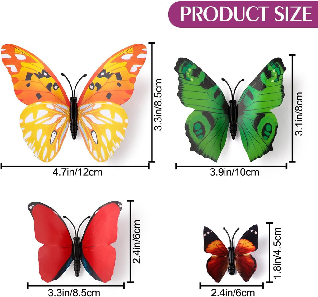 LiveGallery 72 PCS 6 Colors Removable 3D DIY Beautiful Butterfly Wall Decals Colorful Butterflies Art Decor Wall Stickers Murals for Kids Baby Boy Girls Bedroom Classroom Offices (Color)