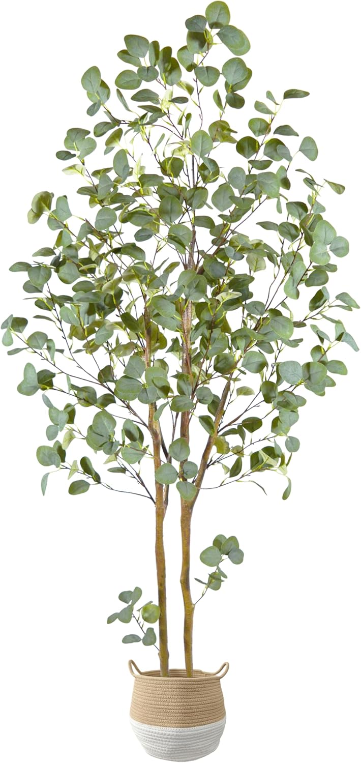 Artificial Eucalyptus Tree, 6ft Tall Faux Eucalyptus Plant with Basket for Home Office, 72'' Fake Tree for Indoor Outdoor Livingroom Garden Floor Décor
