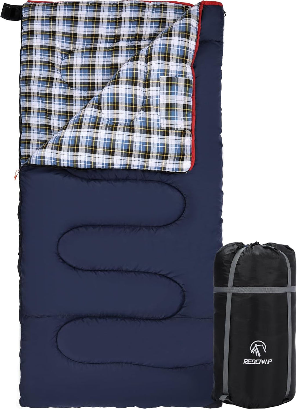 REDCAMP Cotton Flannel Sleeping Bag for Camping Backpacking, Adults Cold Weather Envelope Sleeping Bags with 2/3/4/6lbs Filling