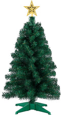 3ft Artificial Christmas Tree with Gold Tree Topper Star, Mini Xmas Pine Tree with 4-Leg Stable Plastic Base, Small Tabletop Christmas Decoration for Home Office Holiday Party Indoor Use