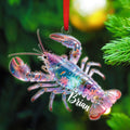 Personalized Lobster Christmas Shaped Ornament with Name, Sea Animal Christmas Ornament 2025, Sea Creatures Xmas Keepsake Gifts for Baby Lobsters Lover, Customized Lobster Acrylic Ornaments