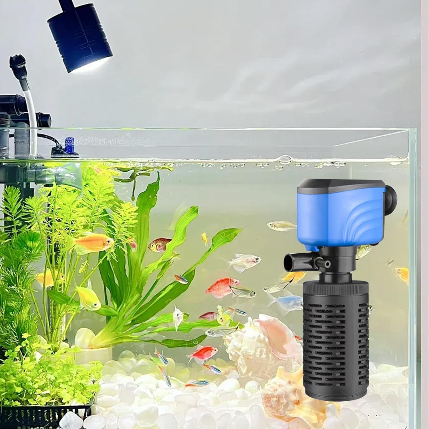 Oxygenation Pond Pump - Water Filter Pump, Internal Aquarium Filtration, Quiet Cleaning Machine, Efficient Powerful Design | Fish Tank Accessory for Living Room Workplace Bedroom Home Aquarium
